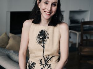 Anne-Gaelle Saliot on a picture in her house 