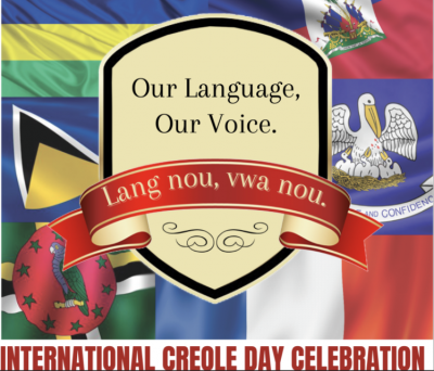 International Creole Day with several flags of French and Francophone countries.